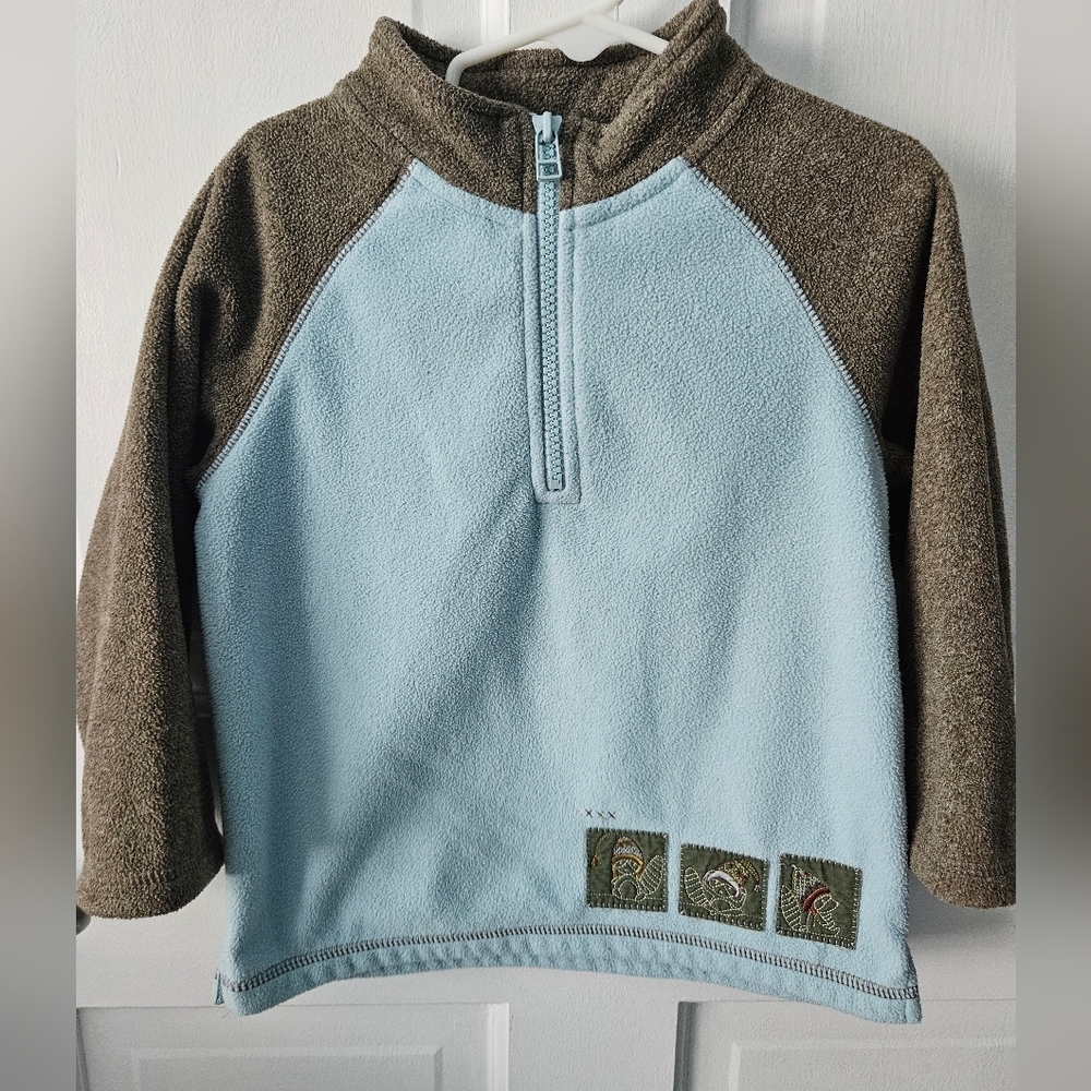 Janie and Jack Kids Blue and Brown Fleece Pullover